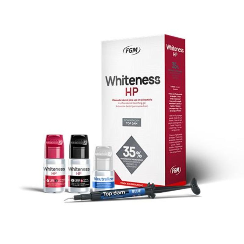 CLAREADOR DENTAL USO CONSULTORIO WHITENESS HP 35% ( KIT ) - FGM (3 PACIENTES)-1408218708